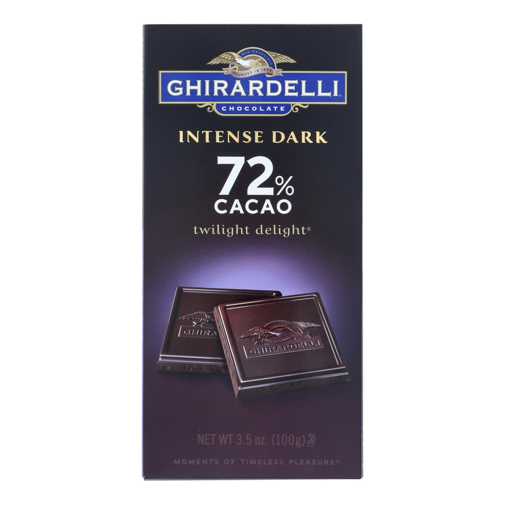 Ghirardelli Intense Dark 72% Cacao Twilight Delight Chocolate Bar, 3.5 oz (Case of 12)