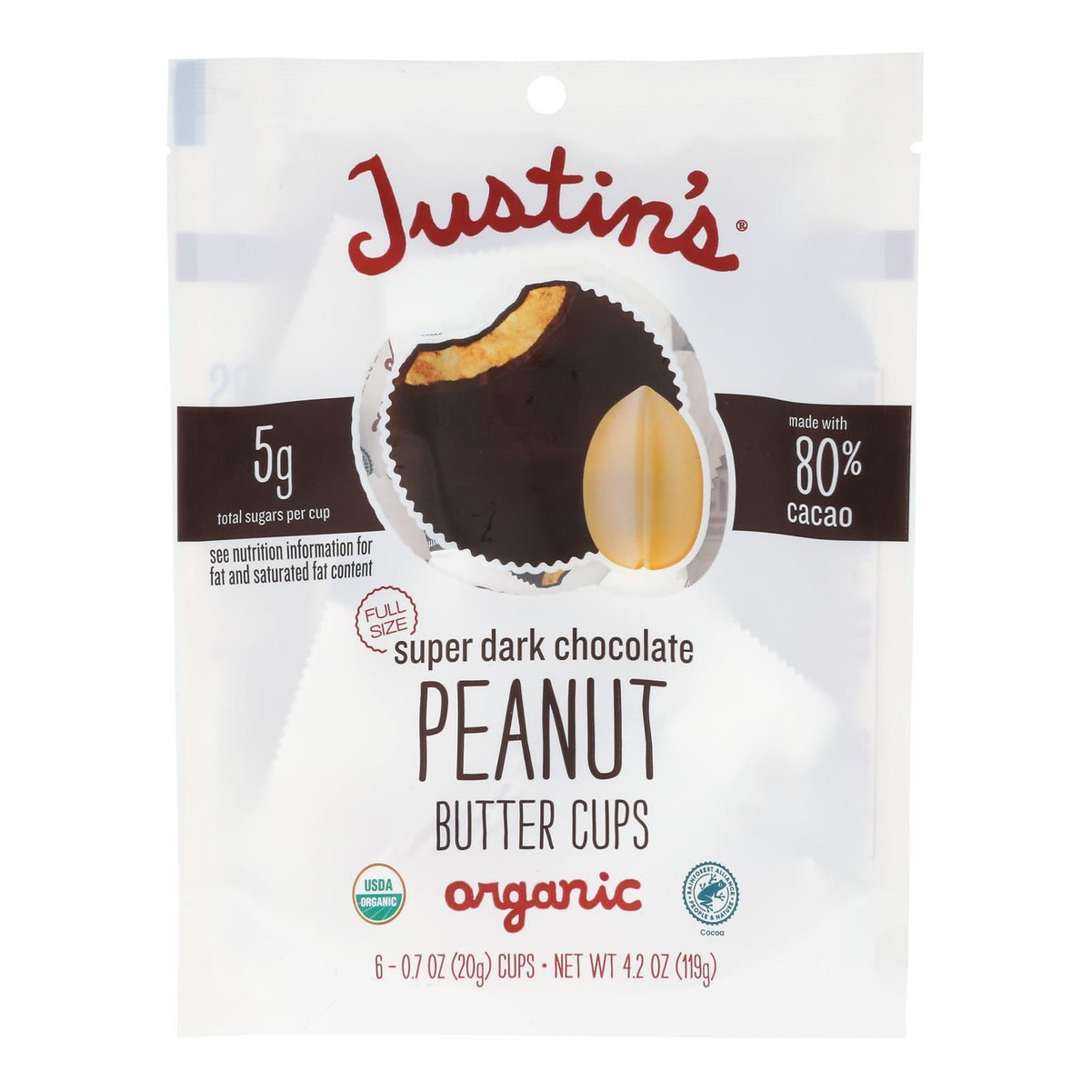 Justin's Dark Chocolate Peanut Butter Cups, 4.2 oz (Case of 6)