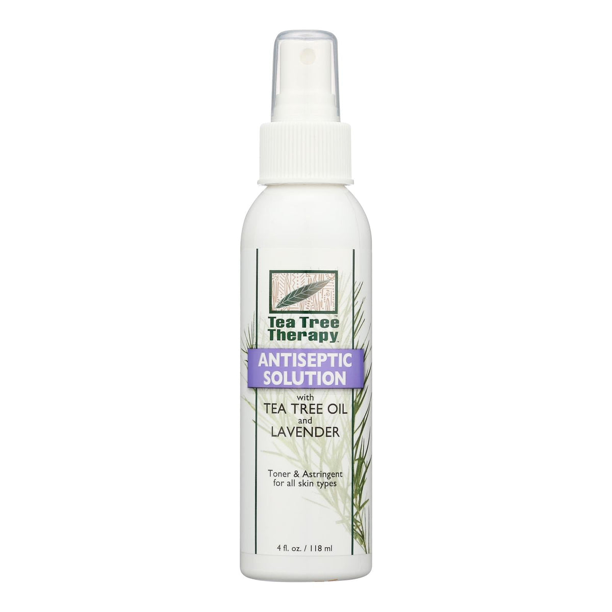 Tea Tree Therapy Antiseptic Solution, Tea Tree Oil & Lavender, 4 fl oz (Case of 4)