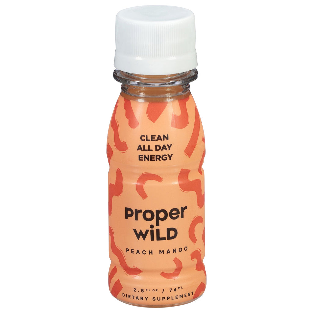 Proper Wild Energy Shot Peach Mango - 12 Pack - 2.5 Fluid Ounce Cans