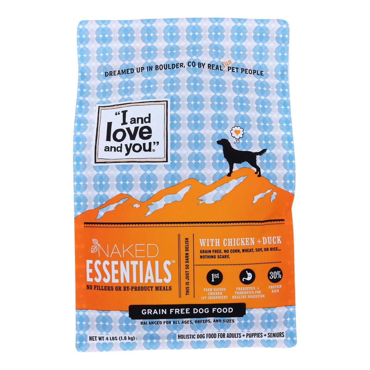 I and Love and You Chicken & Duck Dog Kibble, 4 lb (Case of 4)
