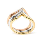 14k gold 1/4 cttw diamond chevron v shape stackable band ring set size 7 bijoux-nyc direct