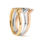 14k gold 1/4 cttw diamond chevron v shape stackable band ring set size 7 bijoux-nyc direct