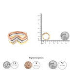 14k gold 1/4 cttw diamond chevron v shape stackable band ring set size 7 bijoux-nyc direct