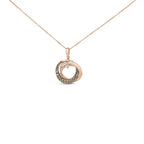 14k rose gold 3/4 cttw brown and white diamond interlocking circle necklace bijoux-nyc direct