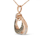 14k rose gold 3/4 cttw brown and white diamond interlocking circle necklace bijoux-nyc direct