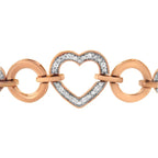 Diamond accent circle and heart link bolo bracelet in rose gold over silver bijoux-nyc direct