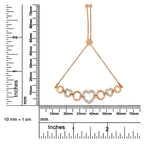 Diamond accent circle and heart link bolo bracelet in rose gold over silver bijoux-nyc direct