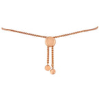 Diamond accent circle and heart link bolo bracelet in rose gold over silver bijoux-nyc direct
