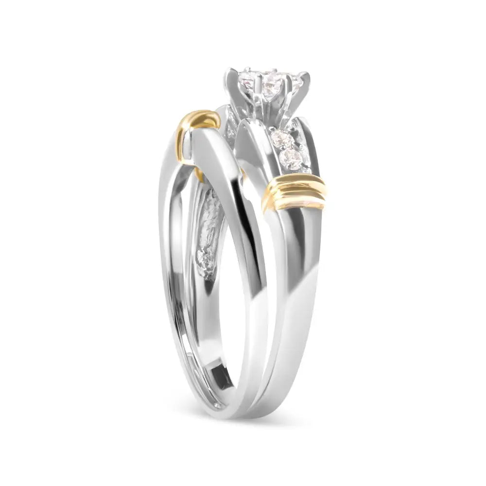 Marquise diamond engagement ring set in 14k two tone gold 1/3 cttw bijoux-nyc direct