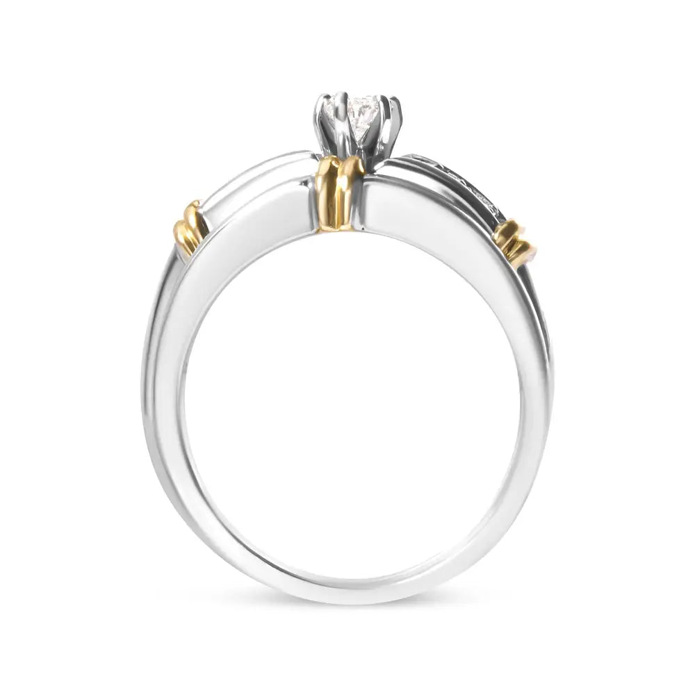 Marquise diamond engagement ring set in 14k two tone gold 1/3 cttw bijoux-nyc direct