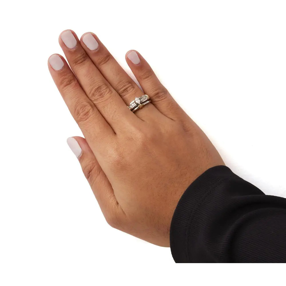 Marquise diamond engagement ring set in 14k two tone gold 1/3 cttw bijoux-nyc direct