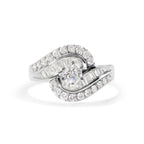 14k white gold 1.00 cttw round and baguette diamond swirl cocktail ring bijoux-nyc direct