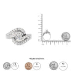 14k white gold 1.00 cttw round and baguette diamond swirl cocktail ring bijoux-nyc direct