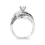 14k white gold 1.00 cttw round and baguette diamond swirl cocktail ring bijoux-nyc direct