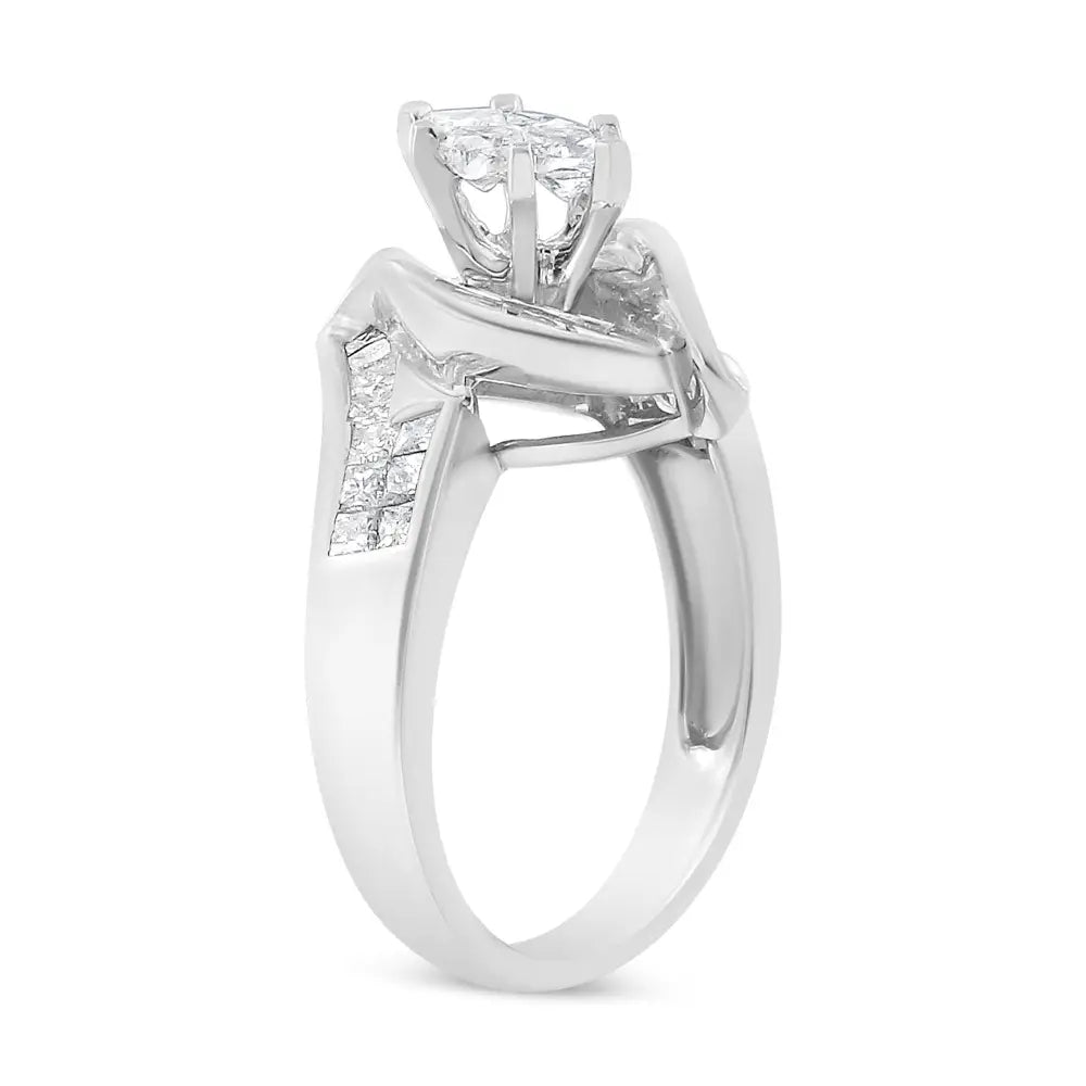 14k white gold 1 1/4 cttw marquise style diamond engagement ring bijoux-nyc direct