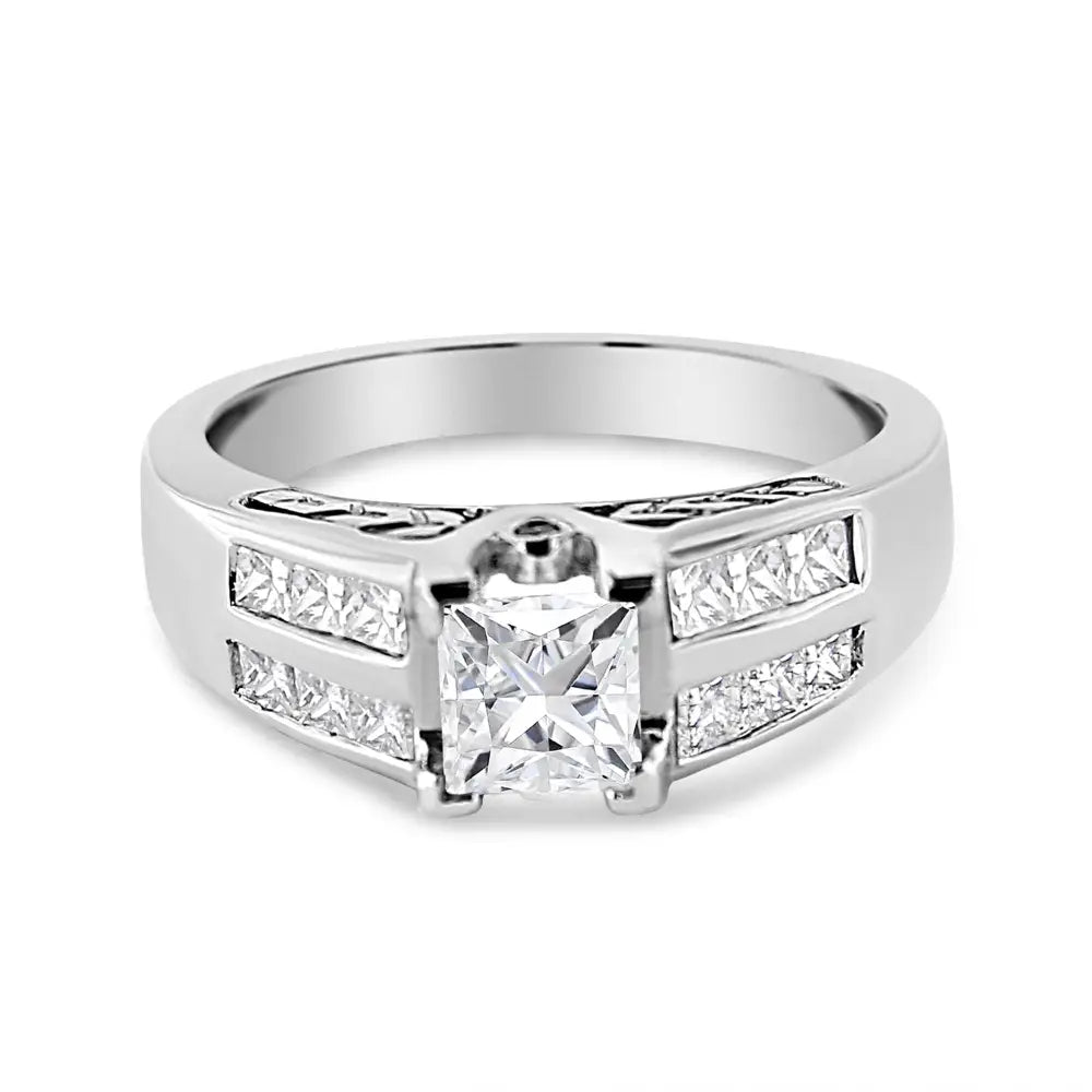 1 1/4 cttw princess cut diamond engagement ring in 14k white gold bijoux-nyc direct