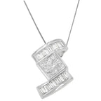 14k white gold 1 2/5 cttw princess and baguette diamond zig zag necklace bijoux-nyc direct