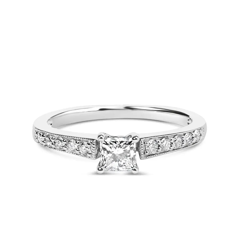14k white gold 1/2 cttw princess cut diamond engagement ring size 7 bijoux-nyc direct
