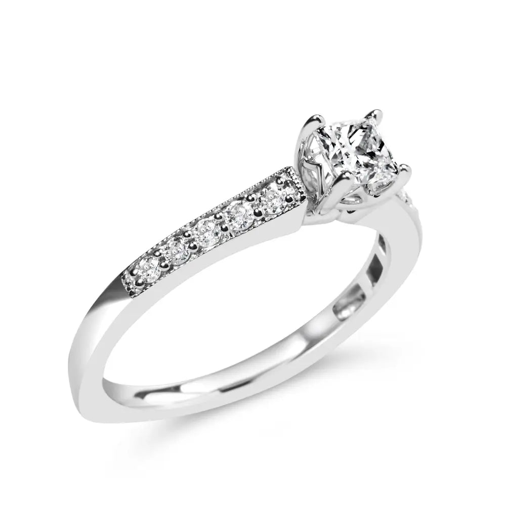 14k white gold 1/2 cttw princess cut diamond engagement ring size 7 bijoux-nyc direct