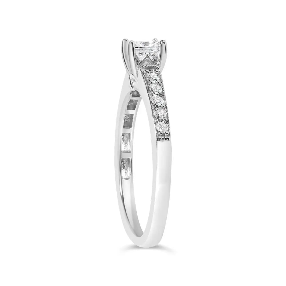 14k white gold 1/2 cttw princess cut diamond engagement ring size 7 bijoux-nyc direct