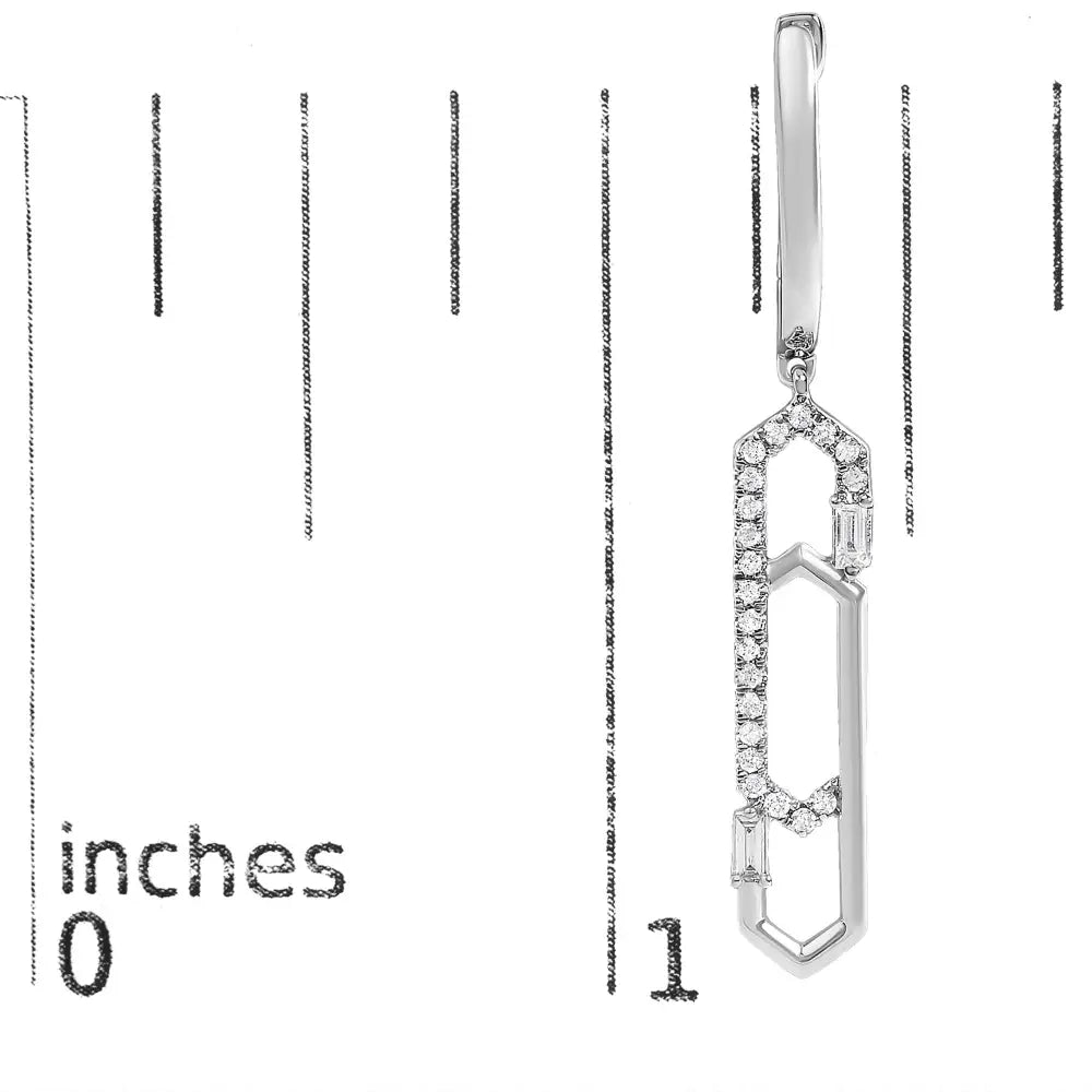 14k white gold diamond interlocking paperclip dangle earrings bijoux-nyc direct