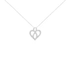 14k white gold 1/4 cttw round diamond heart and ribbon pendant necklace bijoux-nyc direct