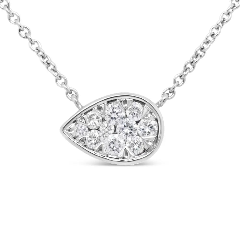 1/4 cttw diamond composite teardrop pendant in 14k white gold bijoux-nyc direct
