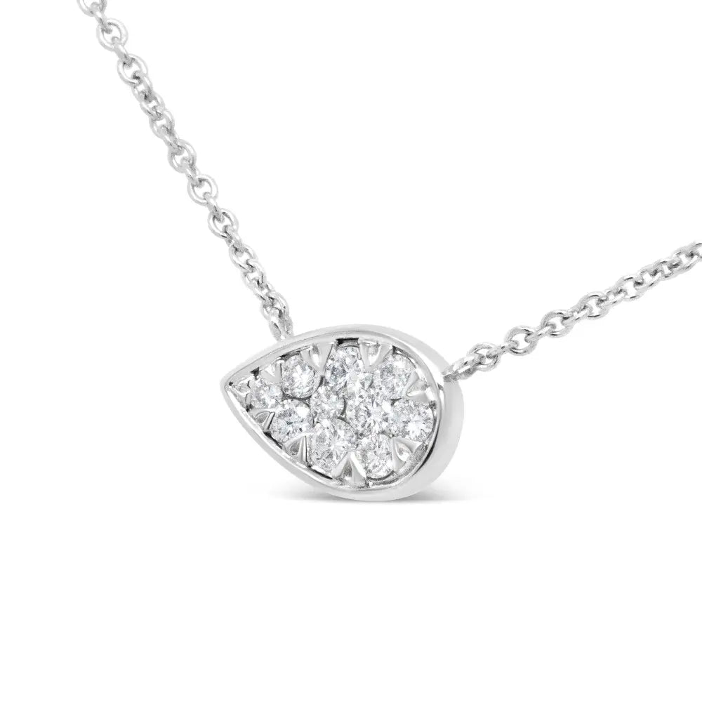 1/4 cttw diamond composite teardrop pendant in 14k white gold bijoux-nyc direct