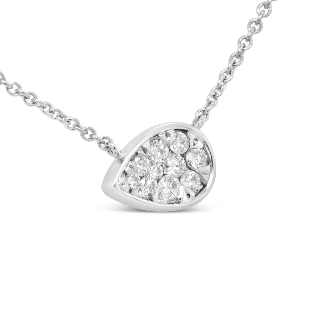 1/4 cttw diamond composite teardrop pendant in 14k white gold bijoux-nyc direct