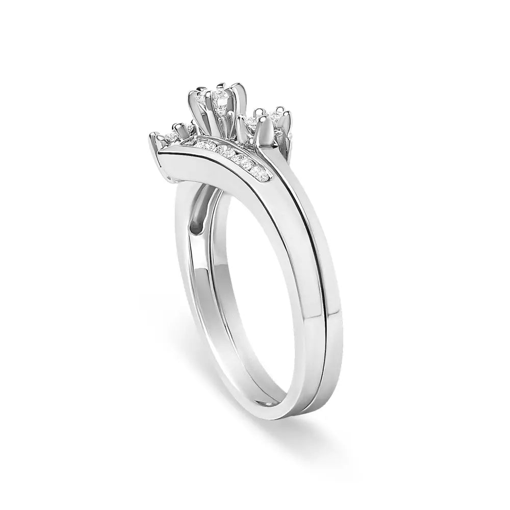 14k white gold 3/8 cttw diamond swirl contoured bridal ring set bijoux-nyc direct
