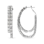 14k white gold 4.0 cttw diamond asymmetrical inside out double hoop earrings bijoux-nyc direct