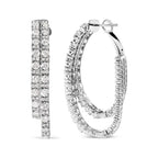 14k white gold 4.0 cttw diamond asymmetrical inside out double hoop earrings bijoux-nyc direct