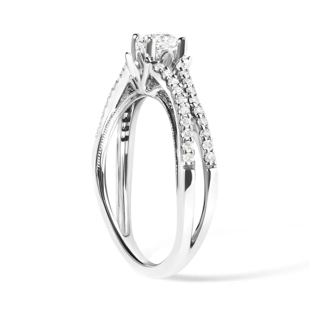 14k white gold 5/8 cttw round diamond split shank engagement ring size 7 bijoux-nyc direct
