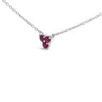 14k white gold ruby and 1/5 cttw diamond tri station necklace bijoux-nyc direct