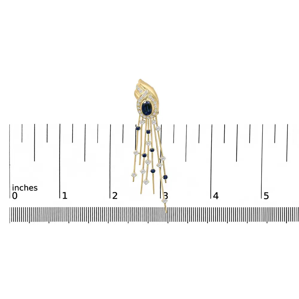 14k yellow gold diamond blue sapphire chandelier earrings bijoux-nyc direct