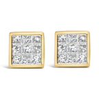 14k yellow gold 1.0 cttw princess cut diamond composite stud earrings bijoux-nyc direct