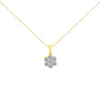 1.00 cttw seven stone diamond flower pendant in 14k yellow gold bijoux-nyc direct
