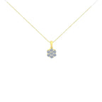 1.00 cttw seven stone diamond flower pendant in 14k yellow gold bijoux-nyc direct