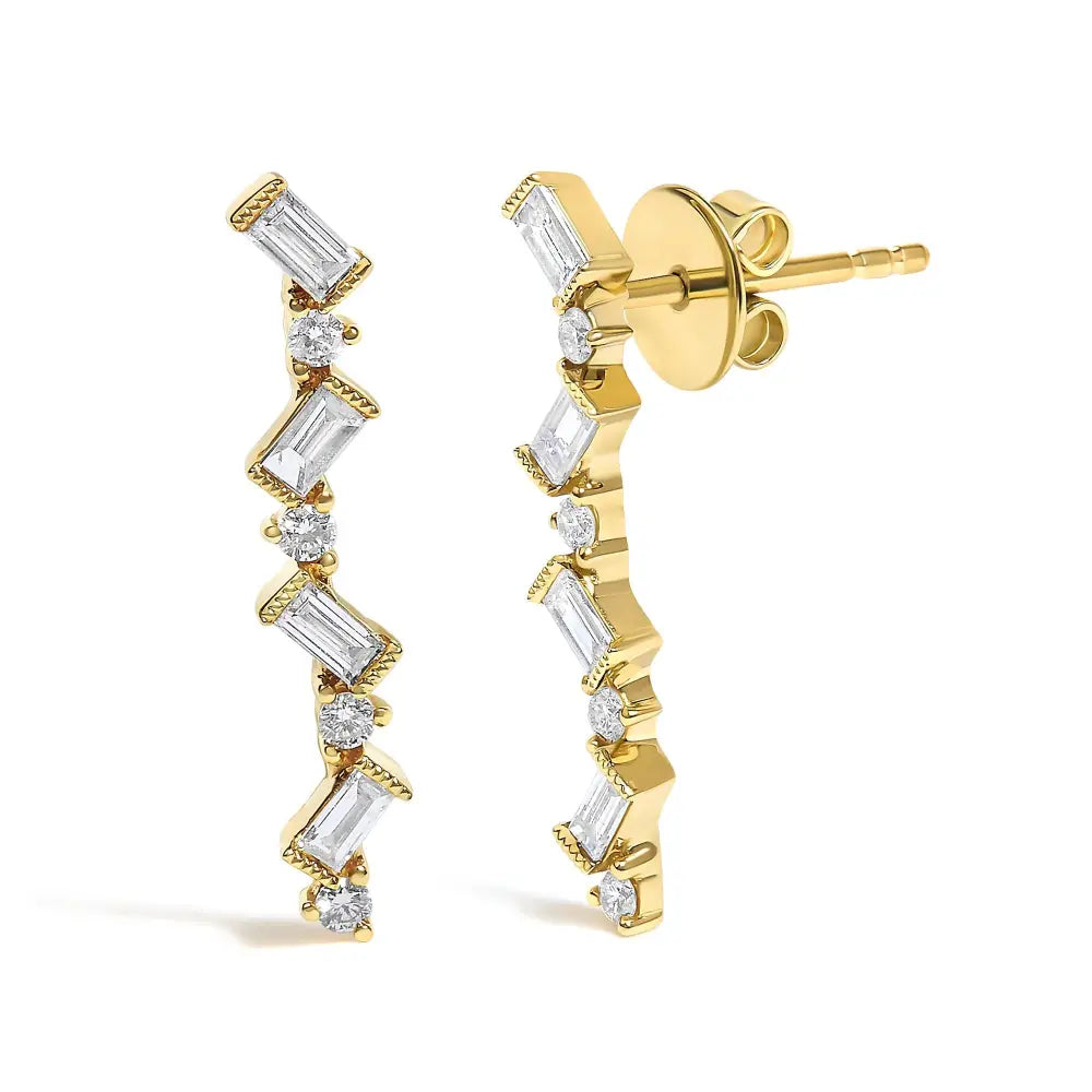 Diamond zigzag drop earrings in 14k yellow gold 1/2 cttw bijoux-nyc direct