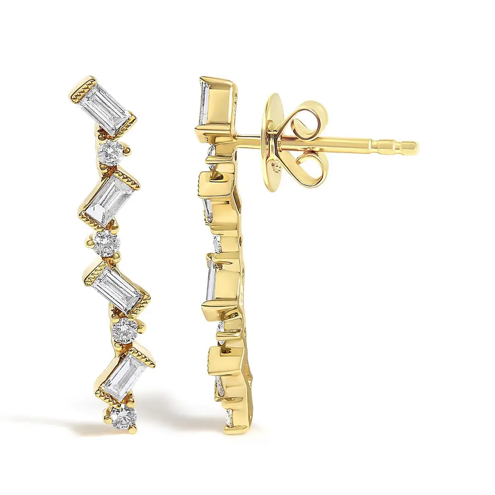 Diamond zigzag drop earrings in 14k yellow gold 1/2 cttw bijoux-nyc direct