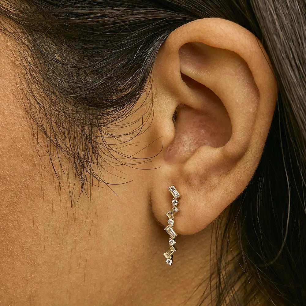 Diamond zigzag drop earrings in 14k yellow gold 1/2 cttw bijoux-nyc direct