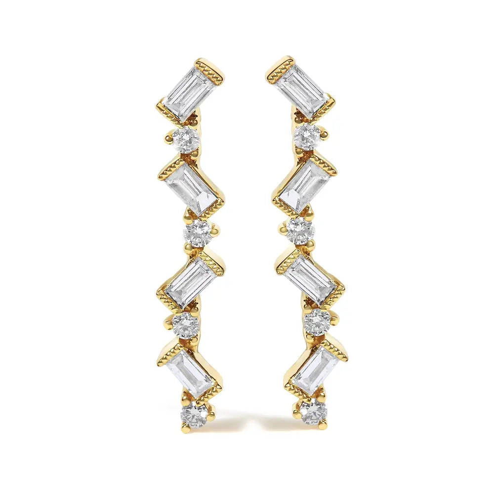 Diamond zigzag drop earrings in 14k yellow gold 1/2 cttw bijoux-nyc direct