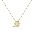 14k yellow gold 1 3/8 cttw round champagne diamond bezel pendant necklace bijoux-nyc direct