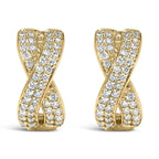 14k yellow gold 1/3 cttw diamond criss cross huggie hoop earrings bijoux-nyc direct