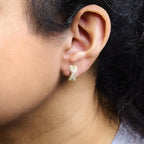14k yellow gold 1/3 cttw diamond criss cross huggie hoop earrings bijoux-nyc direct