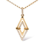 14k yellow gold 1/4 cttw diamond double triangle 18 inch necklace bijoux-nyc direct