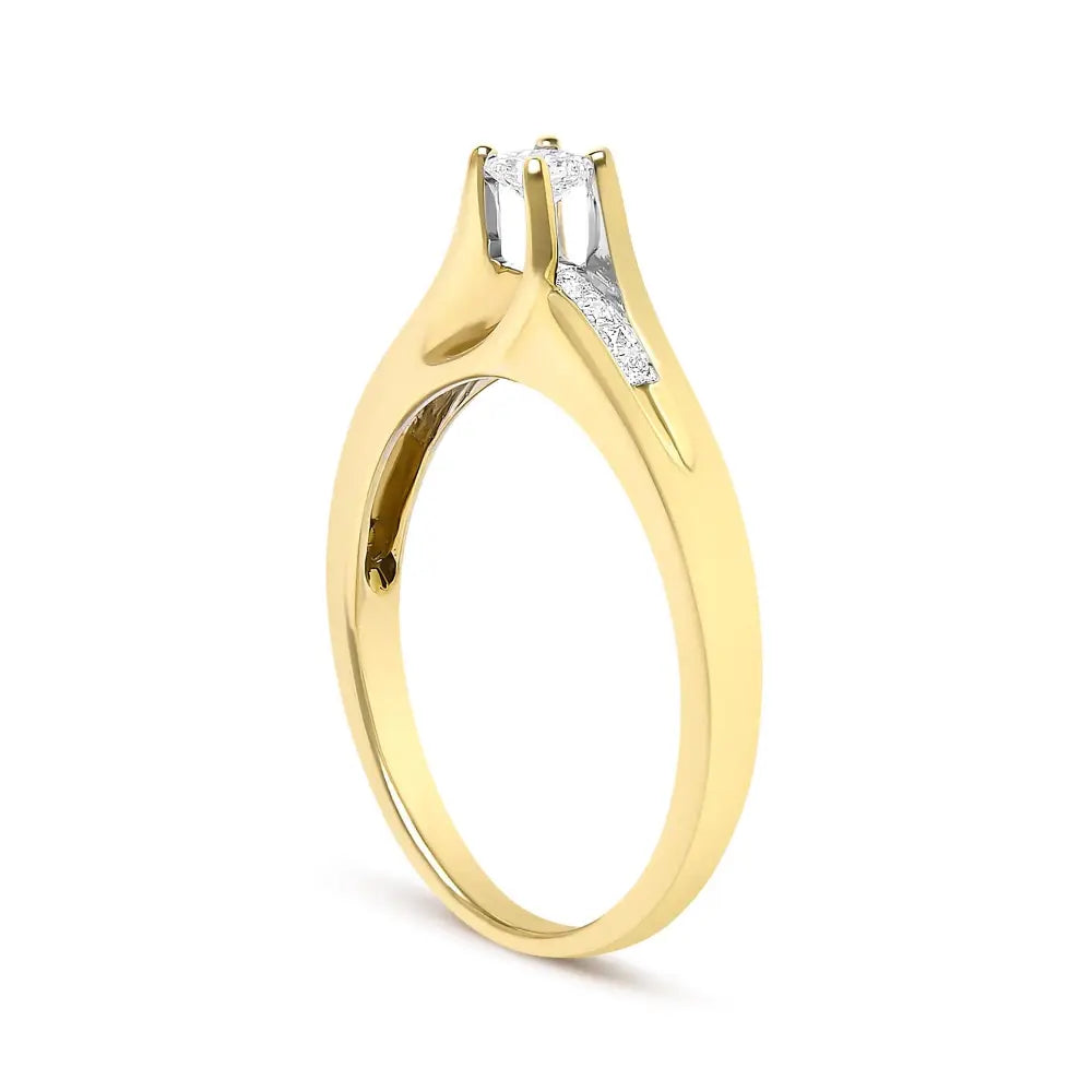 14k yellow gold 1/4 cttw princess cut diamond engagement ring bijoux-nyc direct