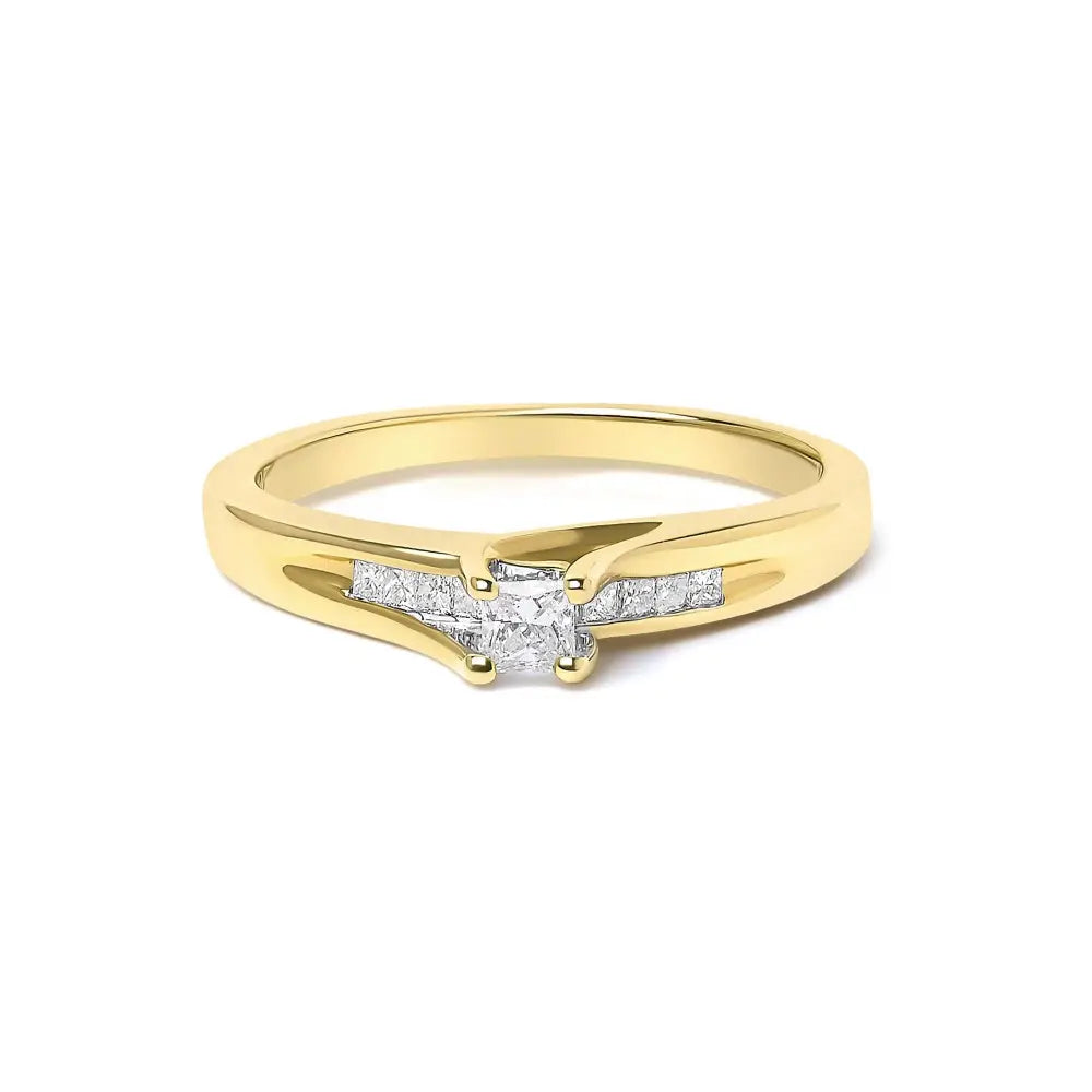 14k yellow gold 1/4 cttw princess cut diamond engagement ring bijoux-nyc direct