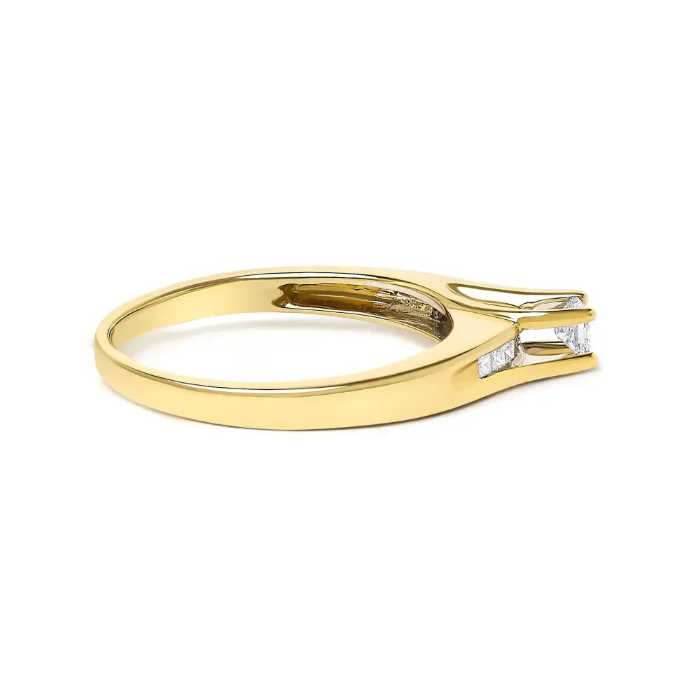 14k yellow gold 1/4 cttw princess cut diamond engagement ring bijoux-nyc direct